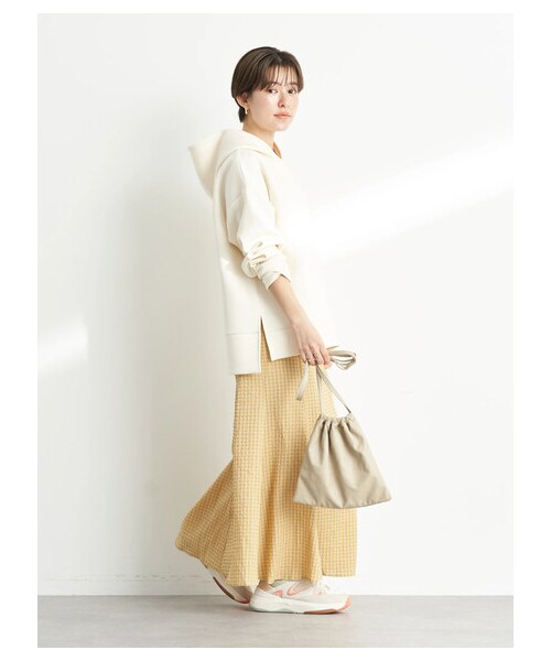 earth music&ecology（アースミュージックアンドエコロジー）の「【予約】ツイルダンボールフードプルオーバー（トップス・アイボリー/ベージュ/ライムグリーン・F）」の8枚目の写真