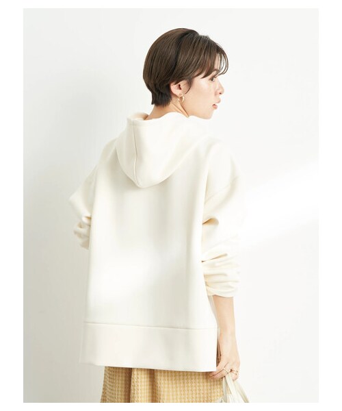 earth music&ecology（アースミュージックアンドエコロジー）の「【予約】ツイルダンボールフードプルオーバー（トップス・アイボリー/ベージュ/ライムグリーン・F）」の4枚目の写真