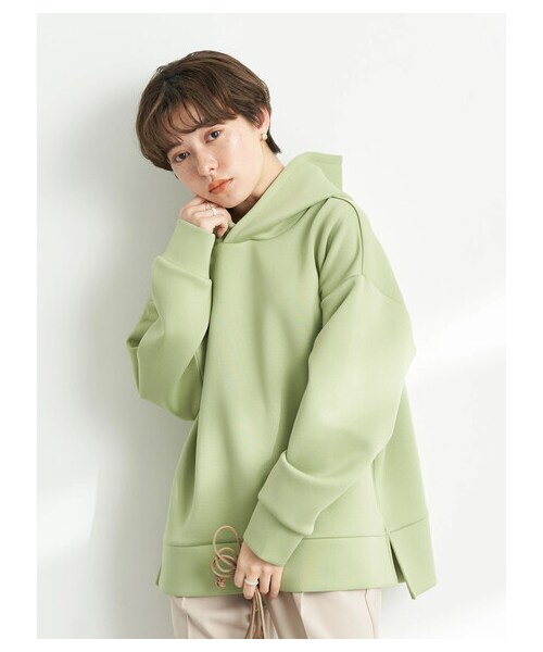 earth music&ecology（アースミュージックアンドエコロジー）の「【予約】ツイルダンボールフードプルオーバー（トップス・アイボリー/ベージュ/ライムグリーン・F）」の11枚目の写真