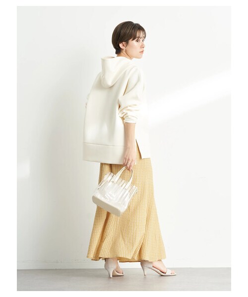 earth music&ecology（アースミュージックアンドエコロジー）の「【予約】ツイルダンボールフードプルオーバー（トップス・アイボリー/ベージュ/ライムグリーン・F）」の6枚目の写真