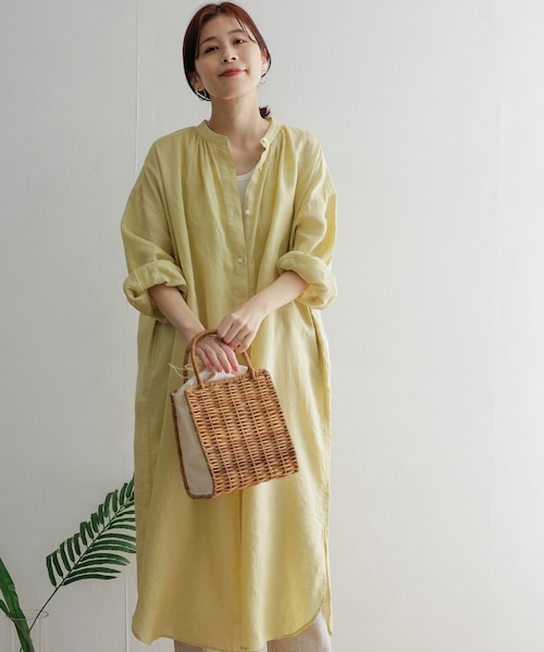 URBAN RESEARCH DOORS(アーバンリサーチドアーズ)の「【0サイズ/WEB限定】リネンギャザーワンピース(その他・レディース・PINK/YELLOW/BLUE/NAVY・0/1)」の9枚目の写真