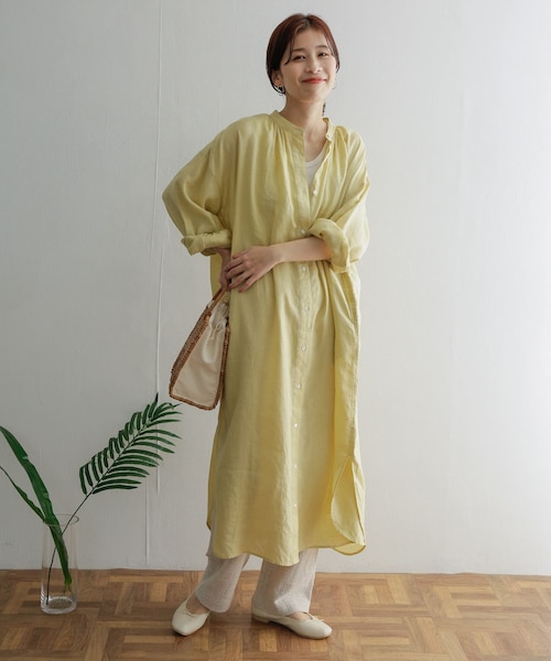 URBAN RESEARCH DOORS(アーバンリサーチドアーズ)の「【0サイズ/WEB限定】リネンギャザーワンピース(その他・レディース・PINK/YELLOW/BLUE/NAVY・0/1)」の13枚目の写真