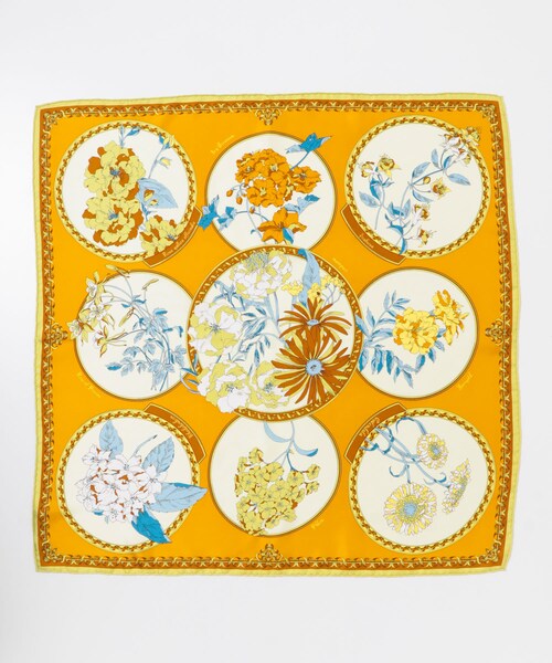 【新品タグ付き】manipuri／マニプリ　サークルフラワー　SILK　スカーフ manipuri(マニプリ) 22S/S サークルフラワー柄シルクスカーフ