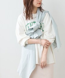 natural couture | フチドリカレッジロゴで旬のスタイリングに！カットオフ裏毛ロゴトップス(Tシャツ/カットソー)