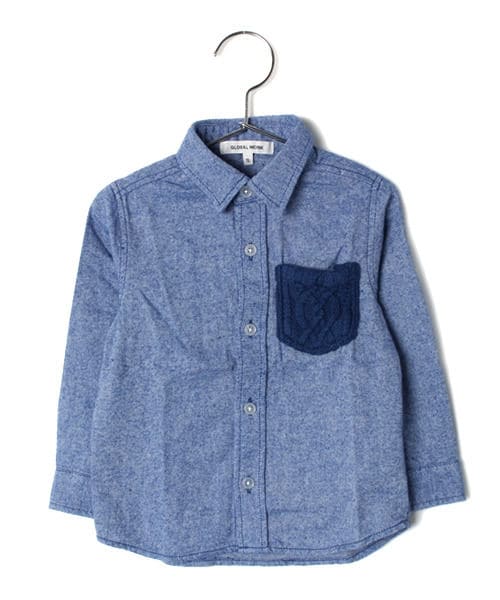 GLOBAL WORK（グローバルワーク）の「【キッズ】ニットポケシャツ長袖（トップス・キッズ・ホワイト05/グレー18/ブルー85・Ｓ（90～100cm）/Ｍ（100～110cm）/Ｌ（110～120cm）/ＸＬ(120～130cm)）」の3枚目の写真