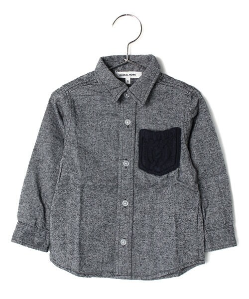 GLOBAL WORK（グローバルワーク）の「【キッズ】ニットポケシャツ長袖（トップス・キッズ・ホワイト05/グレー18/ブルー85・Ｓ（90～100cm）/Ｍ（100～110cm）/Ｌ（110～120cm）/ＸＬ(120～130cm)）」の2枚目の写真
