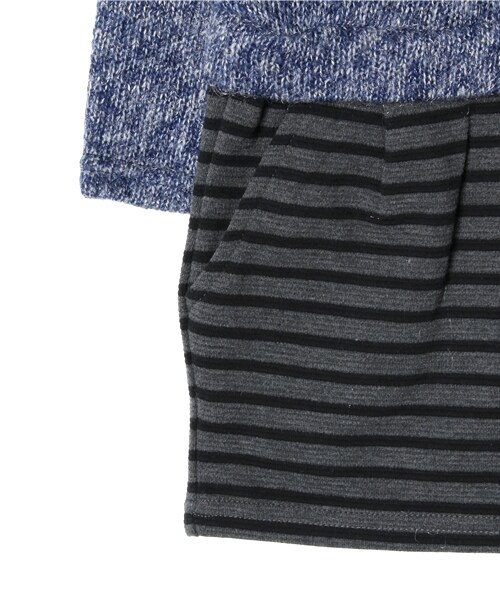 GLOBAL WORK(グローバルワーク)の「【キッズ】ハイネックタイトスカートワンピース(ワンピース/ドレス・キッズ・ダークグレー×レッドボーダー09/グレー×ホワイトボーダー15/ブルー×グレーボーダー85・S(90~100cm)/M(100~110cm)/L(110~120cm)/XL(120~130cm))」の6枚目の写真