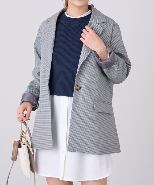 COLONY 2139（コロニートゥーワンスリーナイン）の「【WEB・一部店舗限定】先染チェックベーシックテーラードジャケット（テーラードジャケット・レディース・グリーン/グレー・F）」の2枚目の写真