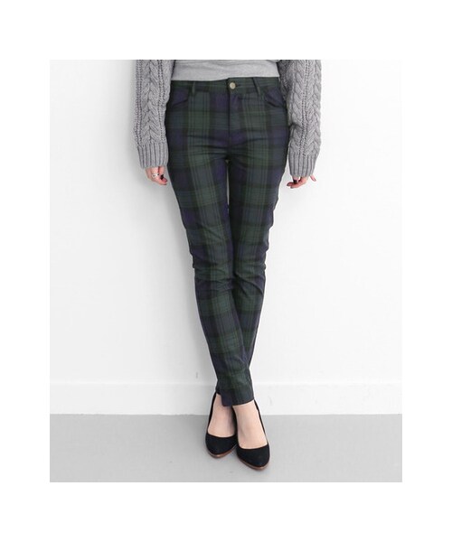 KBF（ケイビーエフ）の「チェックスキニーパンツ（パンツ・レディース・GREEN・one）」の3枚目の写真