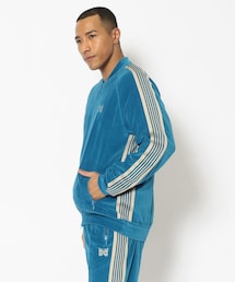 トップス NEEDLES/ R.C. Track Jacket - C/Pe Velour Needles Men's Velour RC Track Jacket in Turquoise Needles