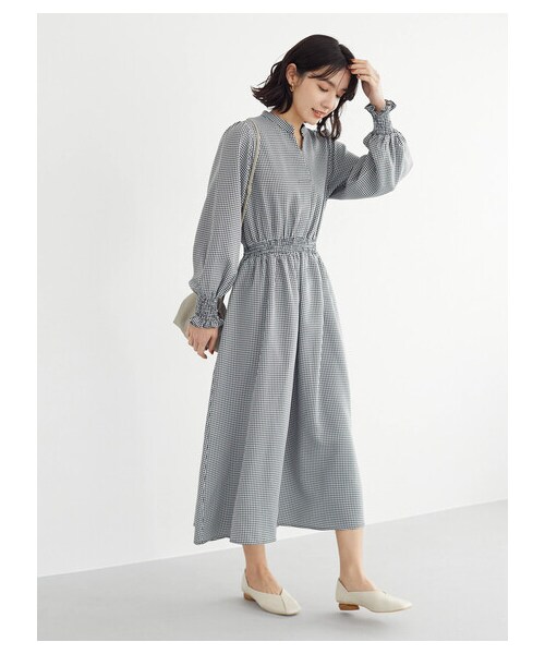 Green　Parks（グリーンパークス）の「・ELENCARE DUEパターンスキッパーワンピース（ワンピース/ドレス・オフホワイト/グレー/ブラック/ベージュ・F）」の9枚目の写真