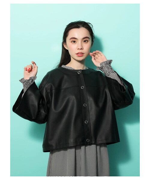 Green　Parks（グリーンパークス）の「・ELENCARE DUEパターンスキッパーワンピース（ワンピース/ドレス・オフホワイト/グレー/ブラック/ベージュ・F）」の5枚目の写真