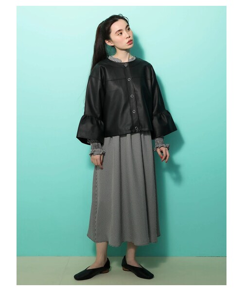 Green　Parks（グリーンパークス）の「・ELENCARE DUEパターンスキッパーワンピース（ワンピース/ドレス・オフホワイト/グレー/ブラック/ベージュ・F）」の2枚目の写真