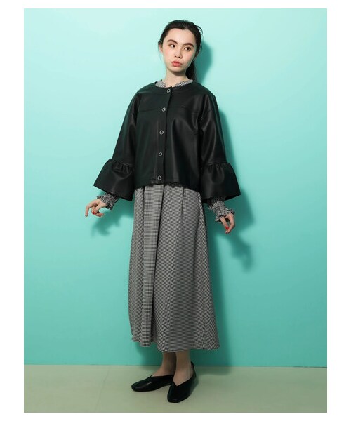 Green　Parks（グリーンパークス）の「・ELENCARE DUEパターンスキッパーワンピース（ワンピース/ドレス・オフホワイト/グレー/ブラック/ベージュ・F）」の3枚目の写真