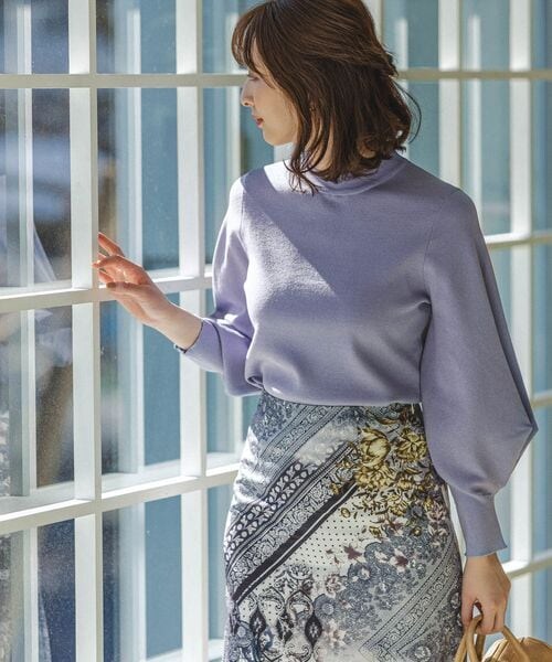 Andemiu（アンデミュウ）の「ソデタックニット8分袖（トップス・レディース・ブラック09/ブラウン52/イエロー65/ブルー80・F）」の5枚目の写真