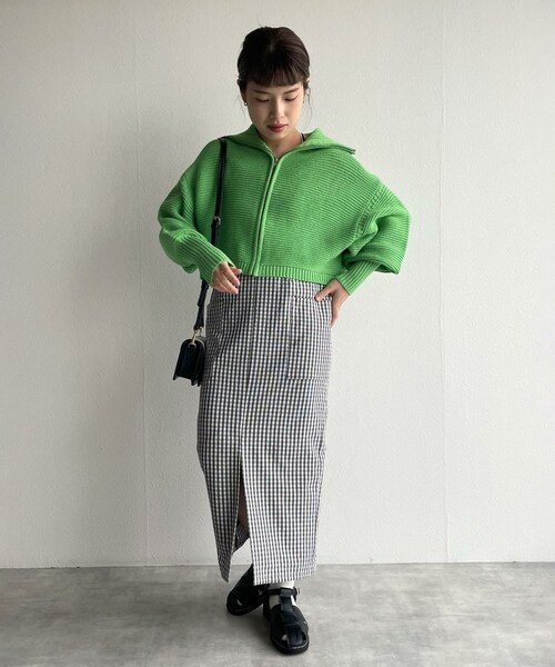 w closet（ダブルクローゼット）の「★先行予約★ギンガムチェックポケット付きペンシルスカート【3月中旬入荷】（スカート・レディース・グリーン/コーラルピンク/オフ/クロ・FREE）」の17枚目の写真