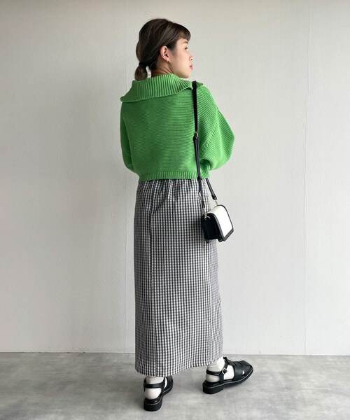 w closet（ダブルクローゼット）の「★先行予約★ギンガムチェックポケット付きペンシルスカート【3月中旬入荷】（スカート・レディース・グリーン/コーラルピンク/オフ/クロ・FREE）」の20枚目の写真