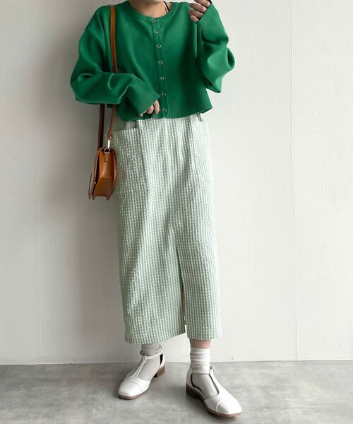 w closet（ダブルクローゼット）の「★先行予約★ギンガムチェックポケット付きペンシルスカート【3月中旬入荷】（スカート・レディース・グリーン/コーラルピンク/オフ/クロ・FREE）」の9枚目の写真
