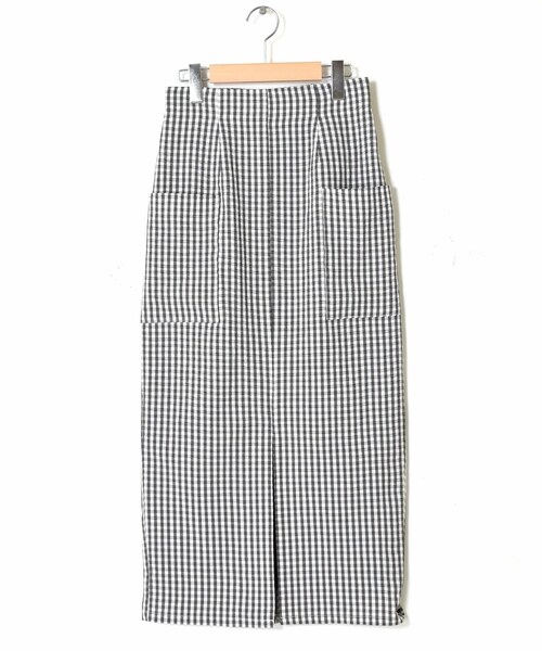w closet（ダブルクローゼット）の「★先行予約★ギンガムチェックポケット付きペンシルスカート【3月中旬入荷】（スカート・レディース・グリーン/コーラルピンク/オフ/クロ・FREE）」の6枚目の写真
