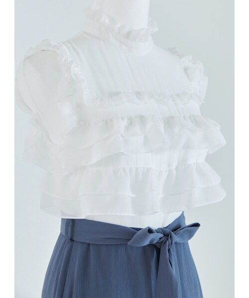 Marjorie（マージョリー）の「迴游，透膚荷葉造型異材質拼接連身褲（パンツ・レディース・粉/淺藍・XS/S/M/L）」の19枚目の写真