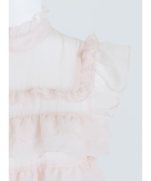 Marjorie（マージョリー）の「迴游，透膚荷葉造型異材質拼接連身褲（パンツ・レディース・粉/淺藍・XS/S/M/L）」の9枚目の写真