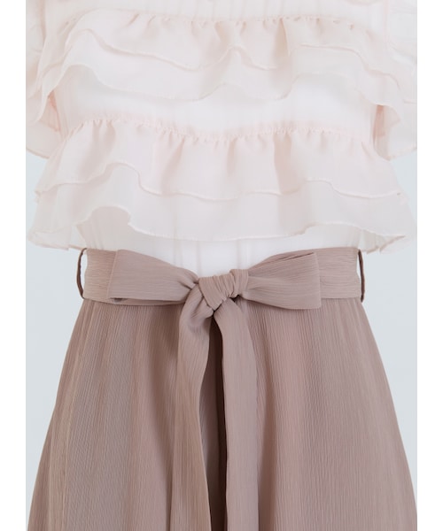 Marjorie（マージョリー）の「迴游，透膚荷葉造型異材質拼接連身褲（パンツ・レディース・粉/淺藍・XS/S/M/L）」の10枚目の写真