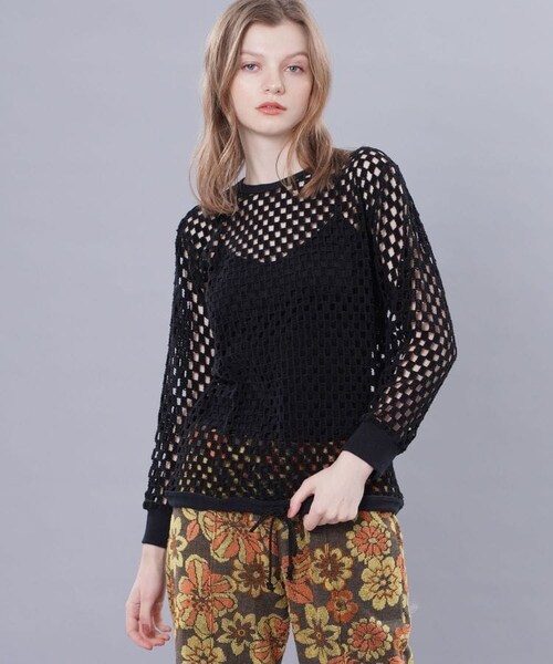 FUMIE TANAKA(フミエタナカ)の「モールメッシュプルオーバー F22S-16(Tシャツ/カットソー・レディース・WHT/BLK・1)」の2枚目の写真