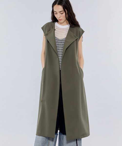 ELIN(エリン)の「EX.ベルテッドロングジレ 12201-31-2207(テーラードジャケット・レディース・WHT/BLK/KHK・36/38)」の2枚目の写真