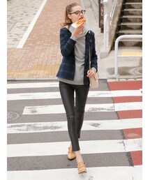 MURUA | 【CASUAL】ストレッチフェイクレザーマットレギパン(パンツ)