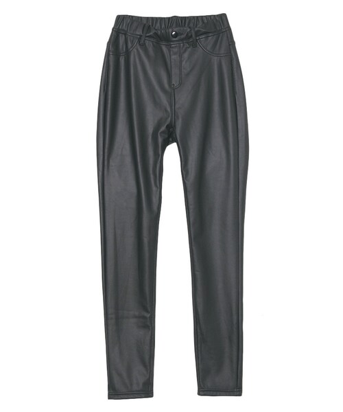 MURUA（ムルーア）の「【CASUAL】ストレッチフェイクレザーマットレギパン（パンツ・レディース・ブラック・1/2）」の8枚目の写真