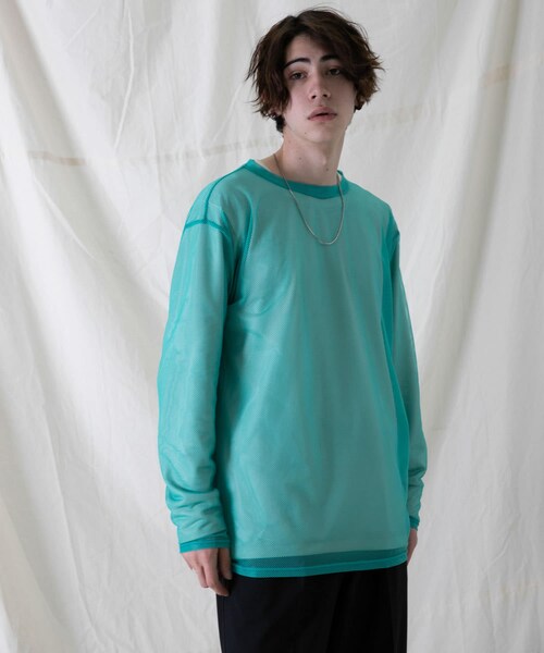 URBAN RESEARCH ID(アーバンリサーチ アイディー)の「URBAN RESEARCH iD 網狀長袖T恤(トップス・メンズ・寶藍色/炭灰色/湖水綠・M/L)」の1枚目の写真