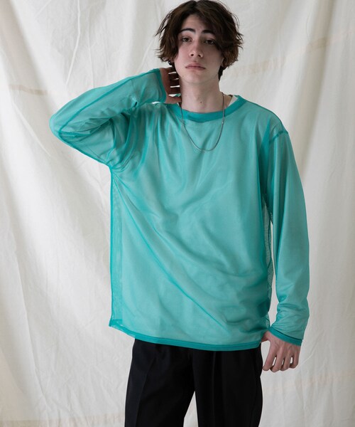 URBAN RESEARCH ID(アーバンリサーチ アイディー)の「URBAN RESEARCH iD 網狀長袖T恤(トップス・メンズ・寶藍色/炭灰色/湖水綠・M/L)」の2枚目の写真