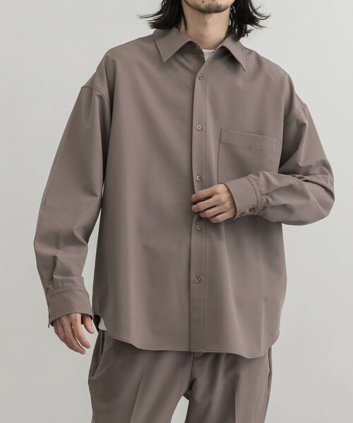 URBAN RESEARCH ID（アーバンリサーチ アイディー）の「URBAN RESEARCH iD 垂墜感寬鬆斜紋襯衫（トップス・メンズ・褐灰色/淡藍色/灰色・M/L）」の5枚目の写真