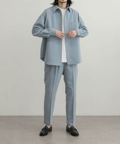URBAN RESEARCH ID（アーバンリサーチ アイディー）の「URBAN RESEARCH iD 垂墜感寬鬆斜紋襯衫（トップス・メンズ・褐灰色/淡藍色/灰色・M/L）」の3枚目の写真