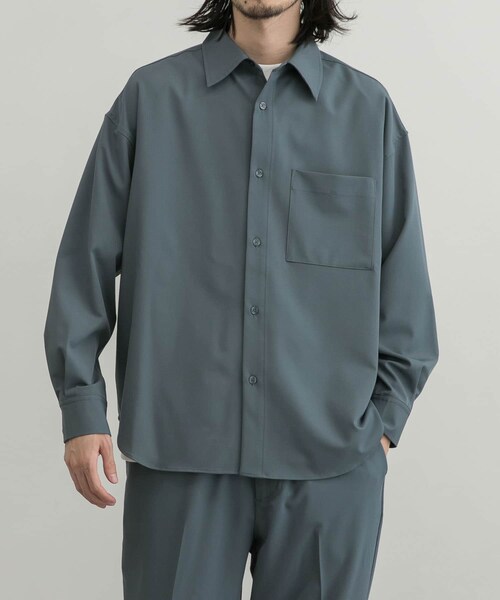 URBAN RESEARCH ID（アーバンリサーチ アイディー）の「URBAN RESEARCH iD 垂墜感寬鬆斜紋襯衫（トップス・メンズ・褐灰色/淡藍色/灰色・M/L）」の8枚目の写真