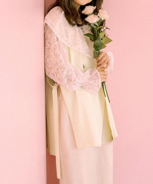 OLIVE des OLIVE（オリーブデオリーブ）の「サイドリボンジレ（その他アウター・レディース・オフホワイト/ネイビー/グレイッシュベージュ・FREE）」の2枚目の写真