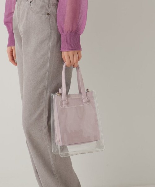 RAY CASSIN（レイカズン）の「型押しPVC2wayショルダーバッグ（バッグ・レディース・ピンク/キナリ/クロ系・FREE）」の4枚目の写真