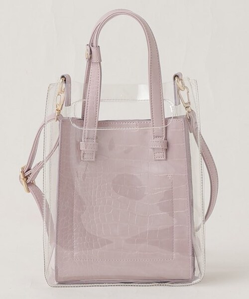 RAY CASSIN（レイカズン）の「型押しPVC2wayショルダーバッグ（バッグ・レディース・ピンク/キナリ/クロ系・FREE）」の6枚目の写真