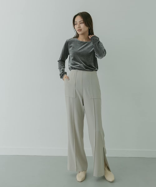 KBF+(ケービーエフプラス)の「KBF+ ベロアロングTシャツ∴(その他・レディース・GREEN/CHARCOAL/L.GREIGE・one)」の12枚目の写真