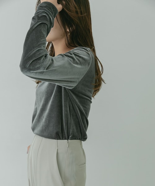 KBF+(ケービーエフプラス)の「KBF+ ベロアロングTシャツ∴(その他・レディース・GREEN/CHARCOAL/L.GREIGE・one)」の9枚目の写真