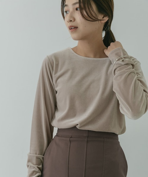KBF+(ケービーエフプラス)の「KBF+ ベロアロングTシャツ∴(その他・レディース・GREEN/CHARCOAL/L.GREIGE・one)」の13枚目の写真