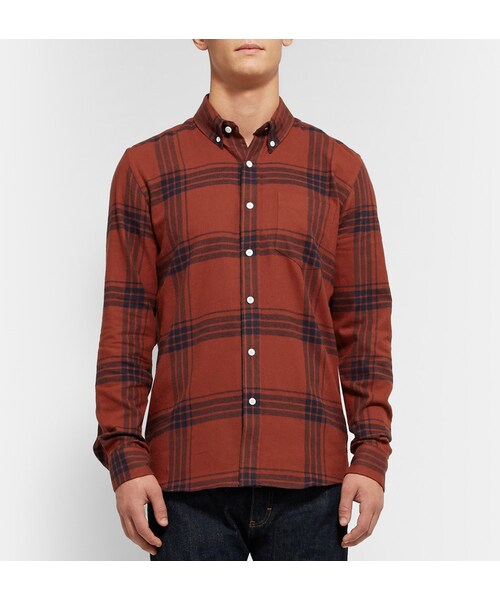 Saturdays NYC(サタデーズ ニューヨークシティ )の「Saturdays Surf NYC Crosby Windowpane-Check Cotton-Flannel Shirt(シャツ/ブラウス・メンズ・Red・S/M/XL/L)」の4枚目の写真