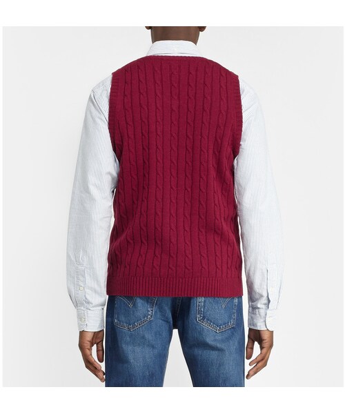 BEAMS（ビームス）の「Beams Plus Cable-Knit Merino Wool Sleeveless Sweater（ニット/セーター・メンズ・Red・M/L/S/XL）」の2枚目の写真