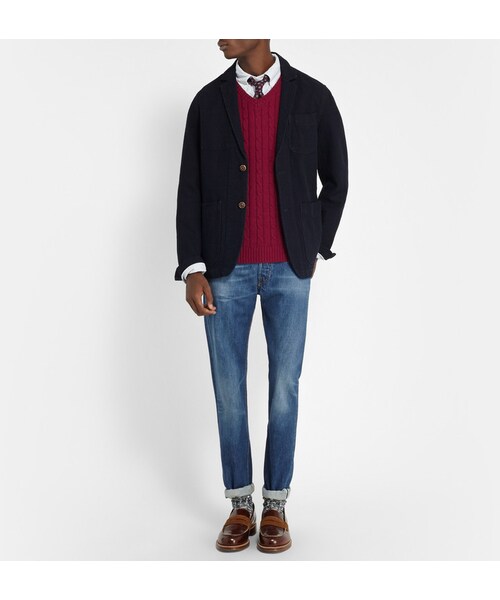 BEAMS（ビームス）の「Beams Plus Cable-Knit Merino Wool Sleeveless Sweater（ニット/セーター・メンズ・Red・M/L/S/XL）」の6枚目の写真