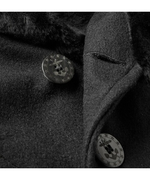 schott（ショット）の「Schott Thompson Shearling-Collar Wool-Blend Peacoat（ジャケット/アウター・メンズ・Black・L/XL）」の6枚目の写真