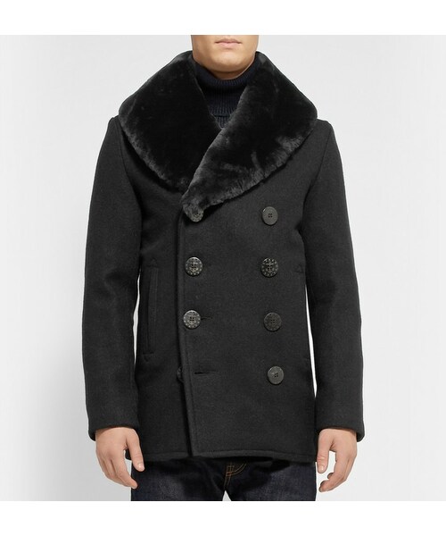 schott（ショット）の「Schott Thompson Shearling-Collar Wool-Blend Peacoat（ジャケット/アウター・メンズ・Black・L/XL）」の5枚目の写真
