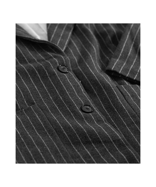 gracegift（グレースギフト）の「歐美時尚 韓國條紋毛料西裝外套（ジャケット/アウター・レディース・灰・F）」の3枚目の写真