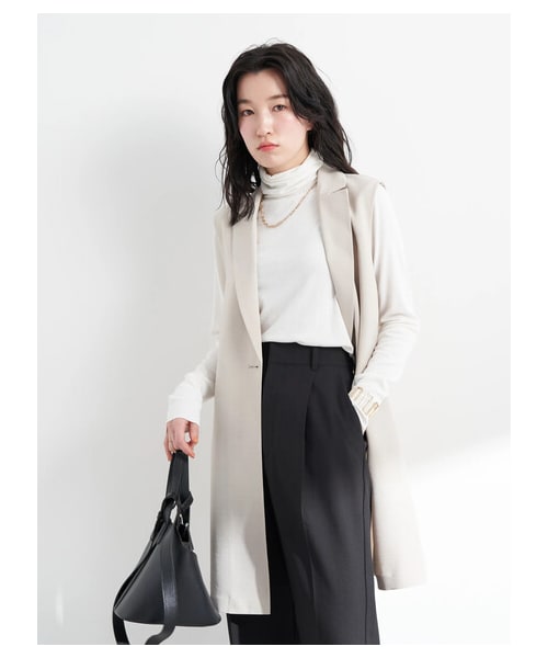 earth music&ecology（アースミュージックアンドエコロジー）の「【予約】ロングジレ（ジャケット/アウター・ライトベージュ/モカ・F）」の3枚目の写真