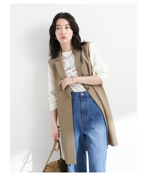 earth music&ecology（アースミュージックアンドエコロジー）の「【予約】ロングジレ（ジャケット/アウター・ライトベージュ/モカ・F）」の11枚目の写真