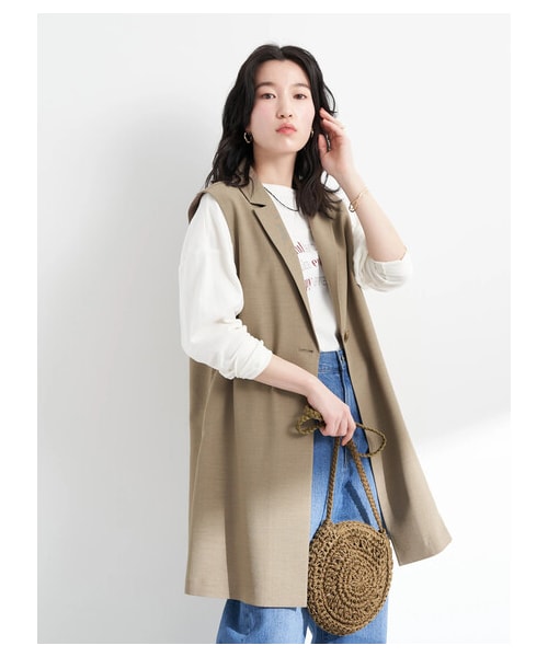 earth music&ecology（アースミュージックアンドエコロジー）の「【予約】ロングジレ（ジャケット/アウター・ライトベージュ/モカ・F）」の12枚目の写真